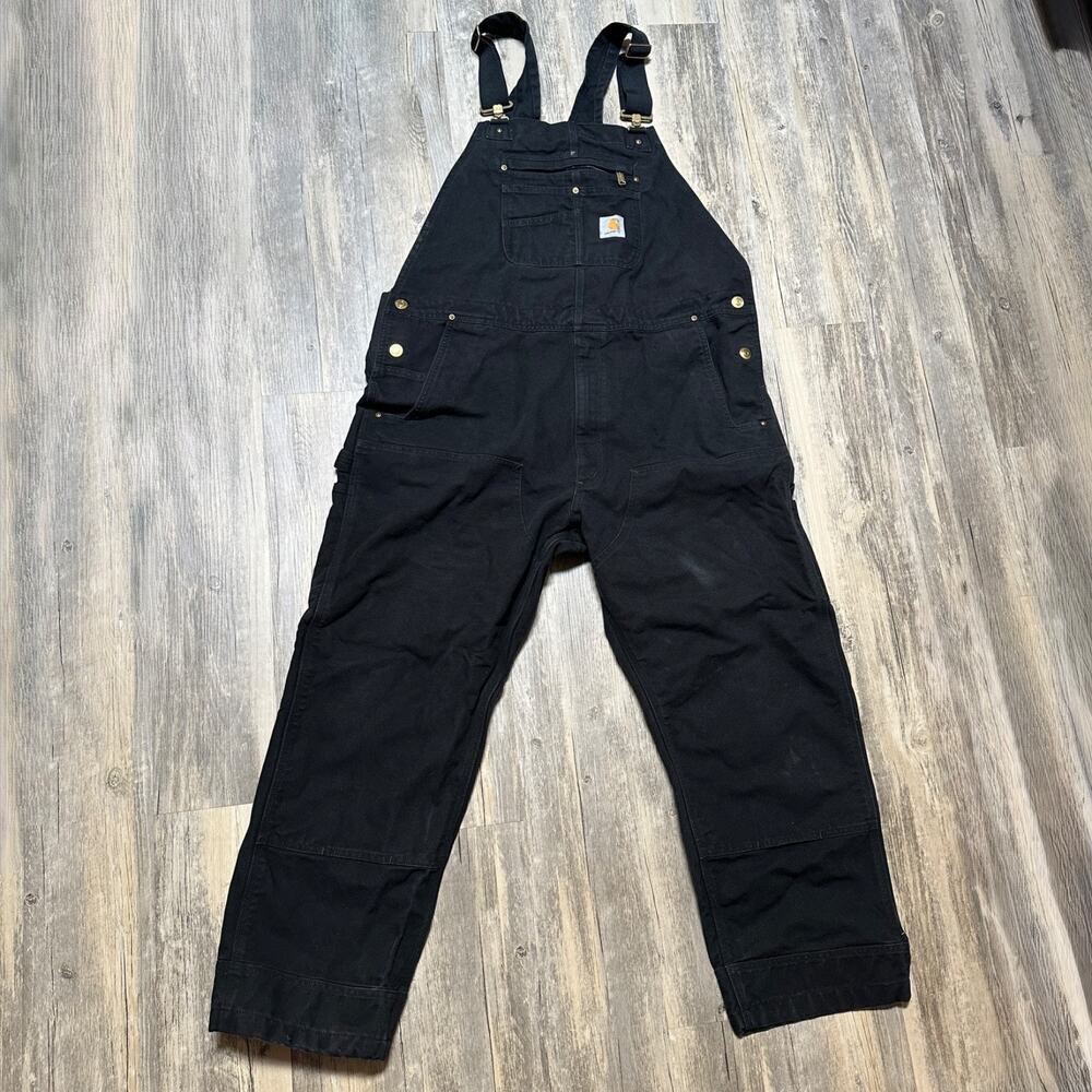 Carhartt R01-M Relaxed Fit 100% Cotton Duck Bib Overall 42x30 Black Workwear
